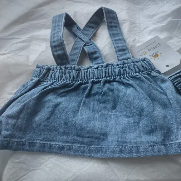 NWT 2 Piece Organic Chambray Jumper/ Dress & Bloomers - Picture 3 of 6